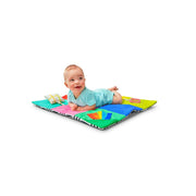 Lovevery Anytime Activity Mat, Double-Sided Portable Baby Play Mat with Silicone Teether, Sound Pillow, Crinkle Flap, Ribbons, Multicolor, Lightweight