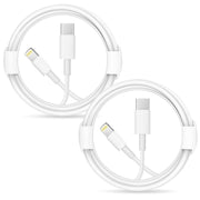 Coreykin Fast Charging Cable 2-Pack USB-C to Lightning, 6 Ft, White, Compatible with iPhone 14/13/12/11 and iPad, 2023103103