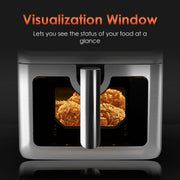 WHALL Stainless Steel 6QT Air Fryer, 8 Preset Menus, Visual Window, 360 Rapid Air Circulation, 1600W, 400F