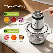 LINKChef Electric Food Chopper, 10 Cup Glass Bowl, 250W Meat Grinder and Food Processor, Stainless Steel Blades, FC-7048