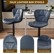 Hawsaiy Modern Adjustable Faux Leather Swivel Bar Stools with Back, Set of 2, Counter Height, Dark Blue