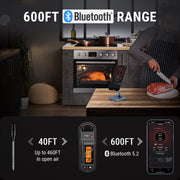 ThermoPro TempSpike Plus Wireless Meat Thermometer with Dual Ultra-Thin Zirconia Ceramic Probes, Bluetooth 5.2, 600ft Range, IP67 Waterproof, TP972W