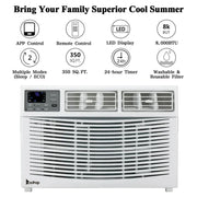 Ktaxon 8,000 BTU 115-Volt Window Air Conditioner With WiFi And Eco Mode For Medium Rooms, White