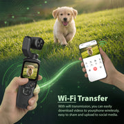 Saneen 4K Vlogging Camera, 16MP CMOS Sensor, 330 Rotating Lens, Face Tracking, Touchscreen, WiFi, Tripod Included, 16GB Card