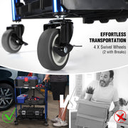 WORKPRO 3-Tier Folding Service Cart with Wheels, 210 Lb Load Capacity, Aluminum and Polypropylene, Foldable Utility Cart for Garage Warehouse Home Office, W083076AW