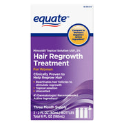 Equate Minoxidil Topical Solution 2 Percent Hair Regrowth Treatment for Women, Unscented, 2 fl oz, 3 Pack