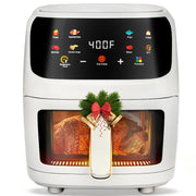 Bluebow 7.5QT Large Air Fryer, 8-in-1 Digital Touchscreen, Visible Cooking Window, 1700W, White