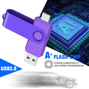 RIMZNG USB Flash Drive, 1TB Dual USB and USB C Connectors, Plug and Play, Lightweight with Metal Ring, S01