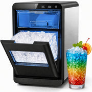 Snowyermine Countertop Nugget Ice Maker, 44 lbs Daily Output, Self-Cleaning, Touch Controls, Black Stainless Steel, HMSS06N1A007