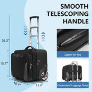 Matein Rolling Laptop Bag for Men, Water-Resistant Briefcase with Big Wheels, Fits up to 17.3in Laptop, Black
