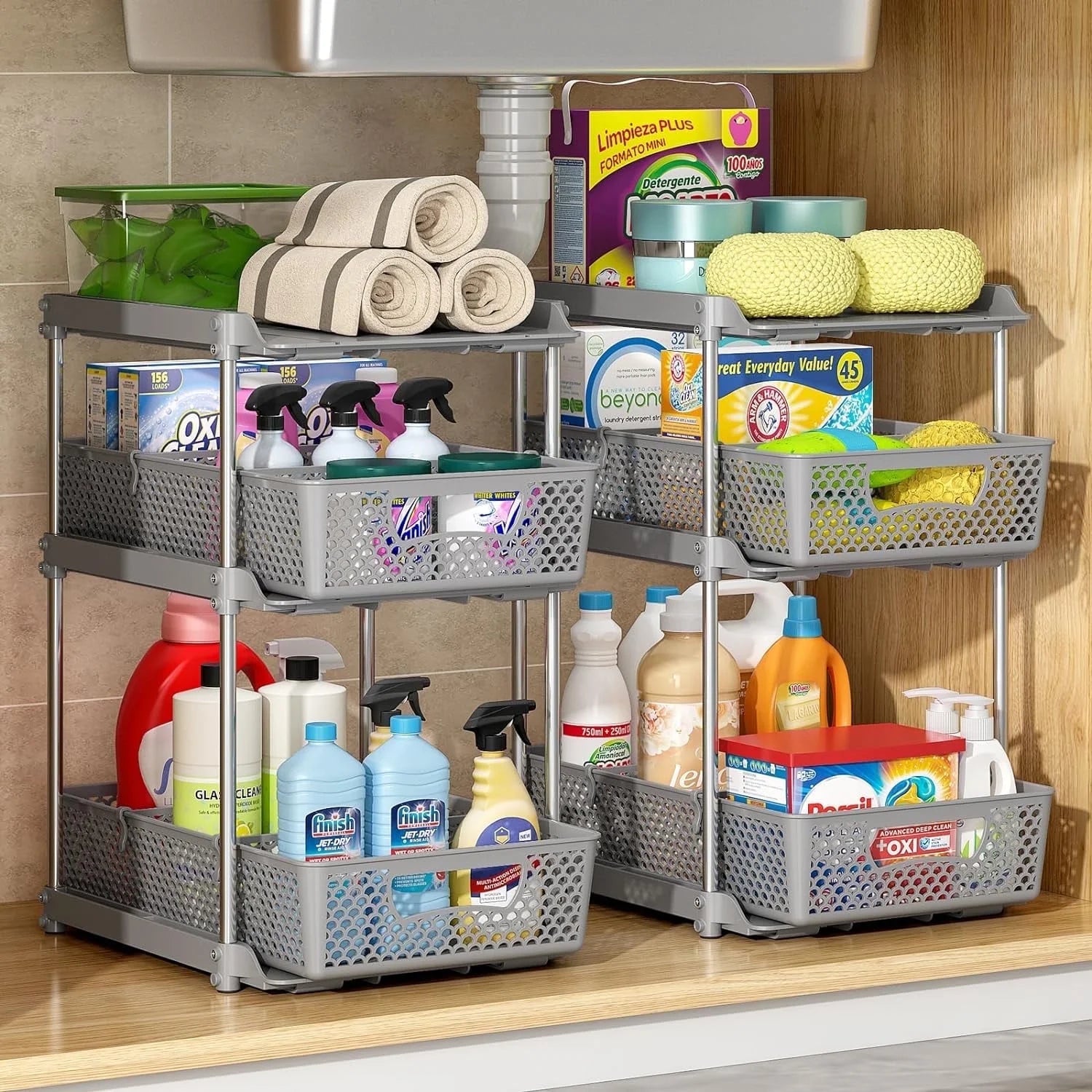 Taimasi TBO-23 Pull-Out 3 Tier Bathroom Organizers and Storage, Under ...