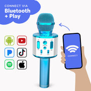 Move2Play Kids Karaoke Microphone, Bluetooth, 15 Pre-Loaded Nursery Rhymes, Four Voice Effects, Rechargeable Battery, Portable, Ages 2+