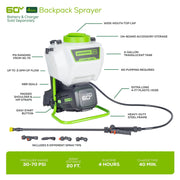 Greenworks BPS60B00 60V Battery Powered Backpack Sprayer, 70 PSI, 0.5 GPM Flow, 20 ft Spray Reach, Five Nozzles, Chemical Resistant, Tool Only