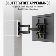 CondoMounts Full Motion Small Pillar TV Mount, No-Drill Strap-On for 32-70 Inch TVs, Holds 80 lbs, Fits 4-12 Inch Round & Square Posts, Silver, CLMTVA1144