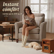 Airo Comfort Electric Infrared Space Heater, 1500W Quartz Heater, Adjustable Thermostat, Remote Control, Child Safety Lock, Light Finish