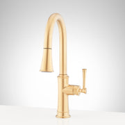 Signature Hardware SHXCBE107BG Beasley 1.75 GPM Single Hole Pre-Rinse Kitchen Faucet, Brushed Gold