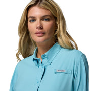 Columbia Women's PFG Tamiami II Long Sleeve Button-Down Shirt, UPF 40 Sun Protection, Breathable Mesh Vent, Moisture-Wicking, Vintage Blue, X-Large, 127570