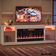 Bestier L103918FP-BWHT 70 inch Fireplace TV Stand with 36
