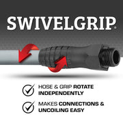Flexzilla Colors SwivelGrip Garden Hose, 5/8 in, 100 ft, Slate Grey, Premium Hybrid Polymer, Leak-Free Connections, HFZC5100GYS-E