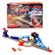 Mattel Disney Pixar Cars Piston Cup Stunting Speedway Playset with Tongue-Out Lightning McQueen Toy Car, Multicolor, 30 in, JHL42