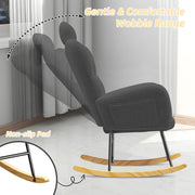 UHOMEPRO F0518 Paproos Modern Teddy Fabric Rocking Chair with High Backrest, Gray