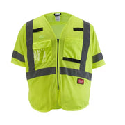 Milwaukee 48-73-5131 Small/Medium Yellow Class 3 Mesh High Visibility Safety Vest with 9-Pockets and Sleeves