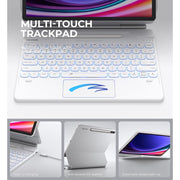 Dexnor Tablet Keyboard Case for Samsung Galaxy Tab 12.4 in with Floating Cantilever Magnetic Stand, Multi-Touch Trackpad, Backlit Keys, Dual S Pen Holders, White, 2654341
