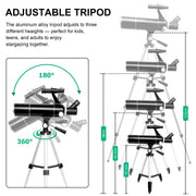 Meezaa 80mm Aperture Refractor Telescope Kit, 500mm Focal Length, 20x-150x Magnification, Black - Aluminum Tripod