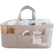 Lily Miles Baby Diaper Caddy Organizer Quilted Nursery Storage Portable Diaper Changing Station Soft Sand LM-QT-CADDY-SS