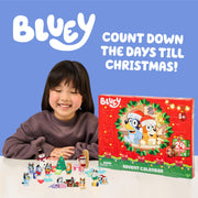 Moose Toys Bluey Mini Figures Christmas Advent Calendar, 24-Day Countdown with 4 Festive Mini Figures, 12 Accessories, Stickers, and Paper Standees