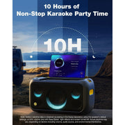 Ikarao Break X1 Karaoke Machine, 13.3-Inch Rotatable HD Touchscreen, 460W Bluetooth Speaker, Dual Self-Charging Wireless Microphones, Portable All-In-One System