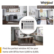 Whirlpool WHAW081CW Energy Star 8,000 BTU 115V Window Air Conditioner with Remote Control