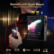 Hidizs AP80 Pro-X Digital Audio Player, Dual ESS9219C DAC Chips, DSD256 Native Decoding, MQA 8X, Bluetooth 4.2 with LDAC and aptX, 2.45in Samsung IPS Touchscreen, Black