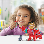 Playmates Toys Team Mekbots Animal Rescue Lion Mek Collectible Action Figure with Mei-Lin and Baby Monkey, Multicolor, 8 in, 56534