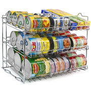 Sorbus RK-CANMTL 3-Tier Can Organizer Rack, Stackable Metal Storage, Silver, Holds 36 Standard Cans