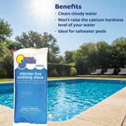 In The Swim Chlorine-Free Pool Shock, Quick Dissolving Fast-Acting Shock-Oxidizer, Compatible with Swimming Pools Spas Salt Chlorinated Pools, 24 lb Y8220