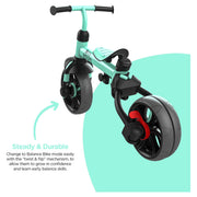 Yvolution Velo Flippa 4-in-1 Kids Tricycle to Balance Bike, Adjustable Seat and Handlebars, Green, Ages 2-5 Years, YT10G1
