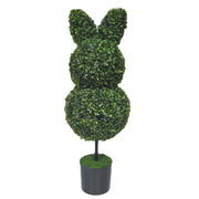 My Texas House Boxwood Easter Bunny Topiary, Green, 35 in, Plastic Pot