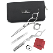 Olivia Garden SwivelCut Hairdressing Shears Set, 5.75 in, Steel Alloy Blades, Ergonomic Swivel Handle, Intro Case with The Edge Razor and Accessories, 640-SWC02