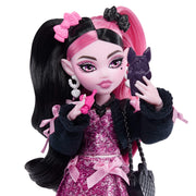 Mattel Monster High Draculaura Doll, Pink Bow Dress, Black Cardigan, Pet Bat Count Fabulous, 7 Accessories, JHK29