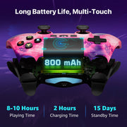 Ishako 2Pack Wireless Controller for PlayStation 4 and PC, Dual Vibration Motors, 6-Axis Motion Sensor, Built-in 3.5mm Headphone Jack, Pink and Black