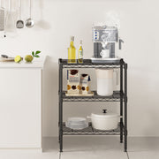 Edx 3-Tier Metal Wire Storage Shelf Unit, Adjustable Height, Black, 31-Inch