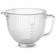 Gvode 5 Quart Glass Mixing Bowl with Handle and Pour Spout, Clear Tempered Glass, Compatible with KitchenAid Tilt-Head Stand Mixers, WMG2408