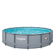 Funsicle Oasis 15ft Round Above Ground Metal Frame Swimming Pool with SkimmerPlus Pump for Ages 6 & Up