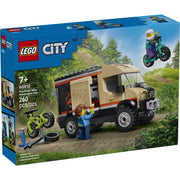 LEGO City Mountain Bike Adventure Van Building Toy, 260 Pieces, 2 Mountain Bikes, Fold-Down Rack, Opening Doors, 2 Minifigures with Repair Accessories, Ages 7+, 60512