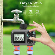 Cowin Sprinkler Timer, 2 Outlet Digital Irrigation Controller with Rain Delay, Manual and Automatic Watering System, Gray