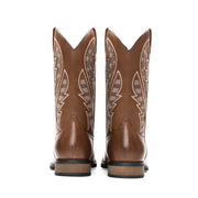 Bruno Marc Men's Cowboy Boots, Durable Classic Slip-On Western Style, Brown Embroidered, Ankle-High, Slip-Resistant Sole