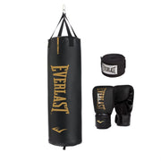 Everlast P00003463 100lb Elite Heavy Bag Kit with Black handwrap and Elite Cardio Gloves