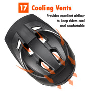 Ozark Trail Adult Full-Face Mountain Bike Helmet, Lightweight Ventilated Design, Black, Size L, Adjustable Fit