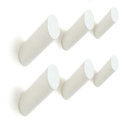 Barilo Wood Wall Hooks, 6 Pack, Modern Decorative White Beech Wood Hangers, Wall Mounted Coat Hooks